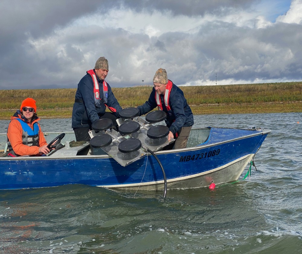 Morris Install Team Out on the Reservoir